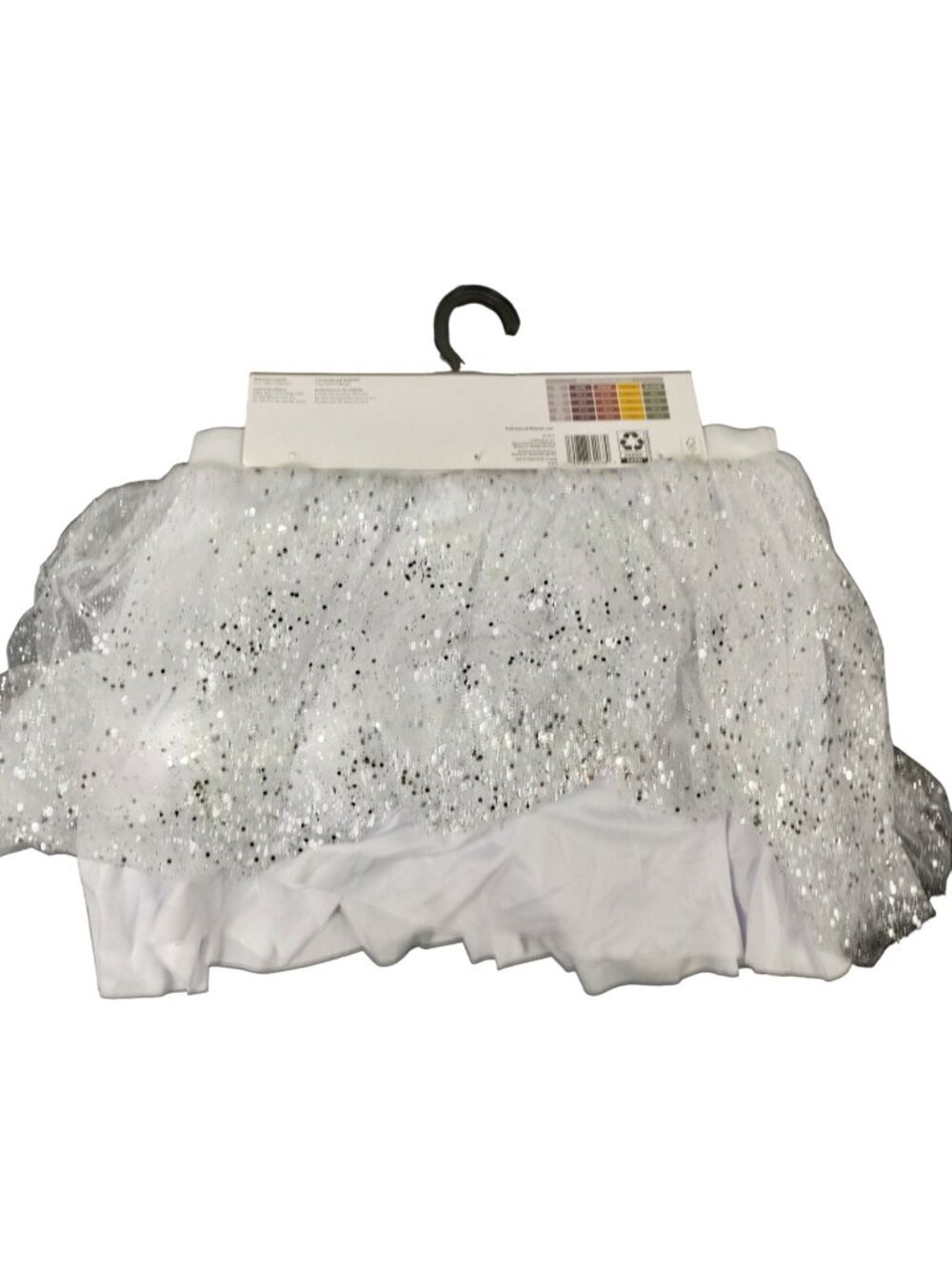 Celebrate Halloween Womens L XL White Tutu Silver Glitter Dance Costume Skirt